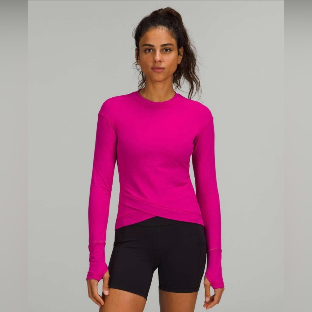 Lululemon Close to Crossing Long Sleeve Rulu Pullover Hot Pink Sweater Running 6